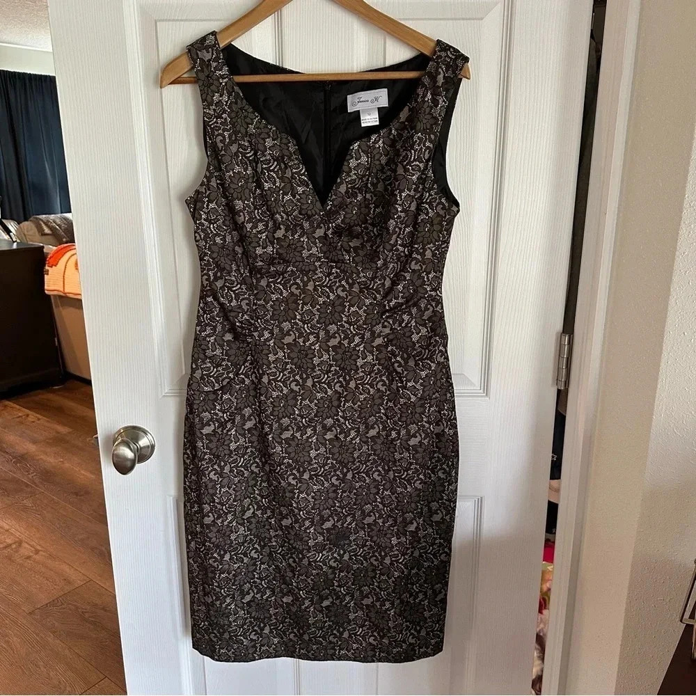 Jessica H Cocktail Sleeveless Black Floral Lace Dress Size 12 - Picture 2 of 13